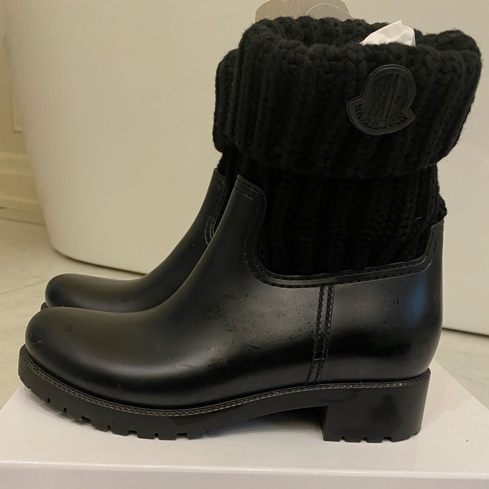 Moncler Ginette rain boot with knit cuff